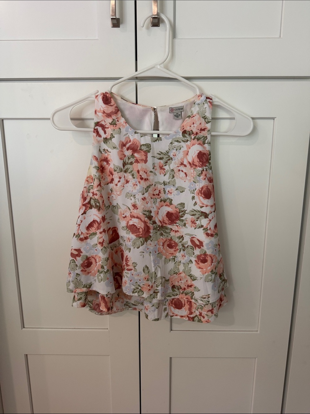Guess Floral Halter-Style Camisole in White, Pink and Green